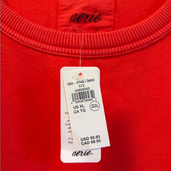 NWT Aerie Tres Chic Sweatshirt in Bright Red size XL - Picture 2 of 5